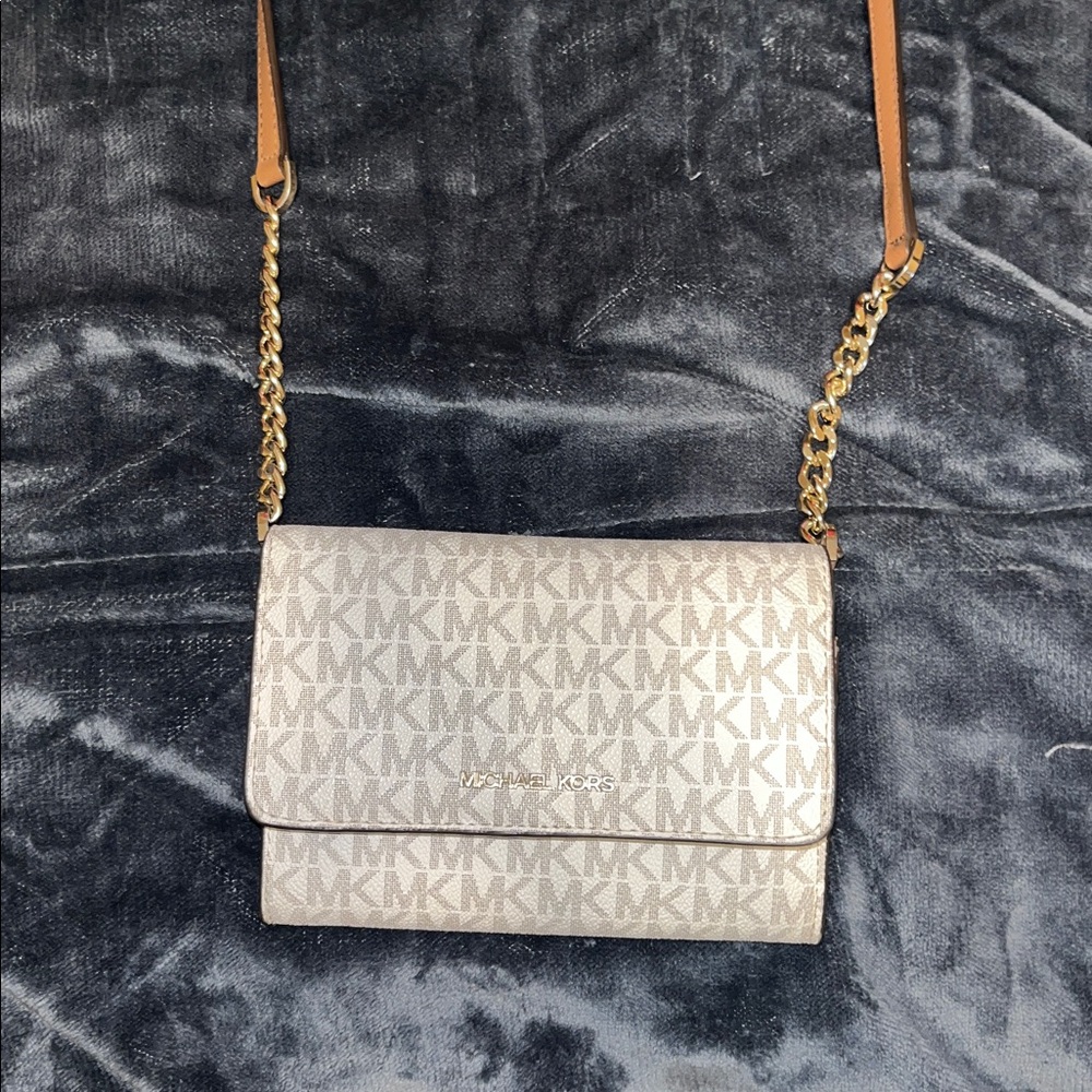 Michael Kors Beige and Gold Crossbody Bag